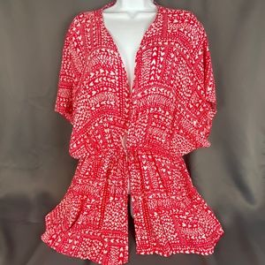 Victoria's Secret Red with Tiny White Hearts Swim Cover Up Tunic One Size